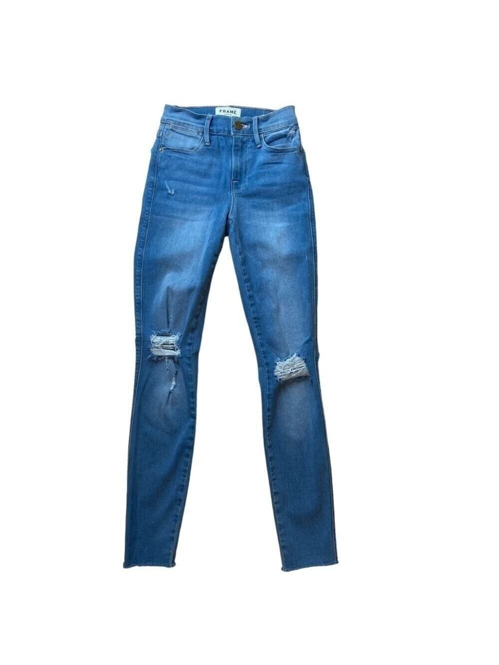 Frame denim Daze Le high skinny crop jeans soft high-rise waist ripped knees 23